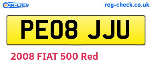 PE08JJU are the vehicle registration plates.