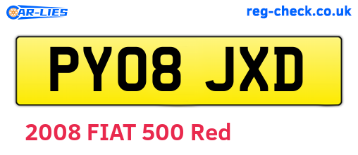 PY08JXD are the vehicle registration plates.