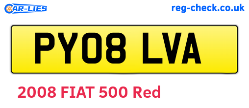 PY08LVA are the vehicle registration plates.