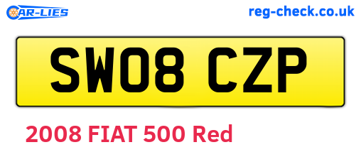 SW08CZP are the vehicle registration plates.