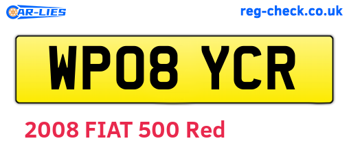 WP08YCR are the vehicle registration plates.
