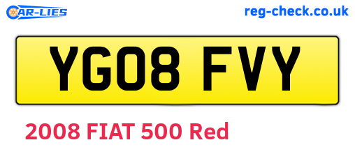 YG08FVY are the vehicle registration plates.