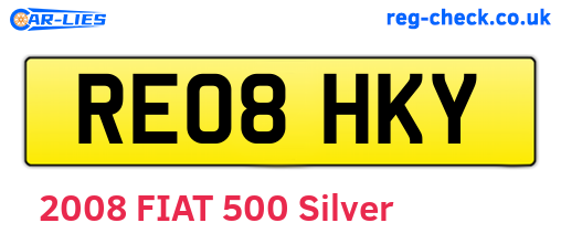 RE08HKY are the vehicle registration plates.