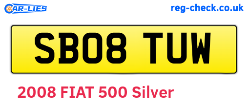 SB08TUW are the vehicle registration plates.