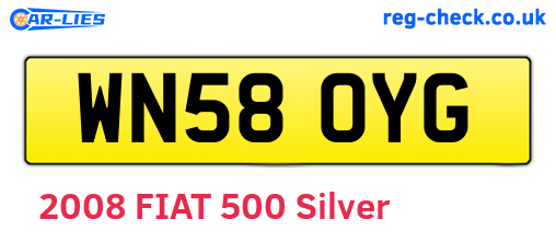 WN58OYG are the vehicle registration plates.