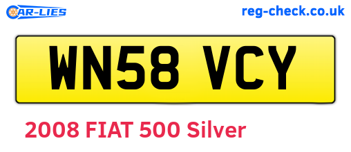 WN58VCY are the vehicle registration plates.
