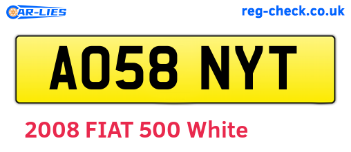 AO58NYT are the vehicle registration plates.