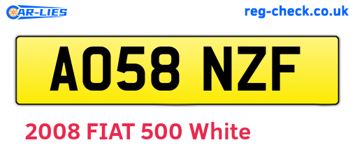 AO58NZF are the vehicle registration plates.