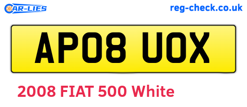 AP08UOX are the vehicle registration plates.