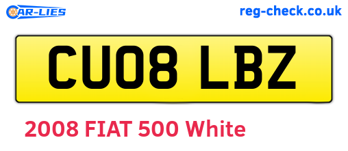 CU08LBZ are the vehicle registration plates.
