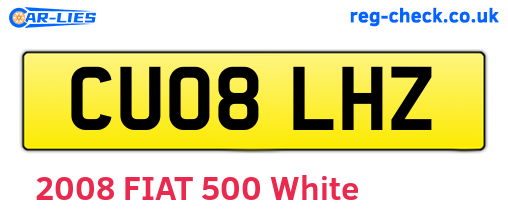 CU08LHZ are the vehicle registration plates.