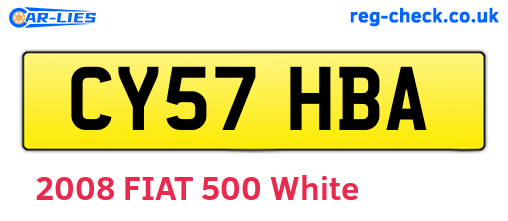 CY57HBA are the vehicle registration plates.