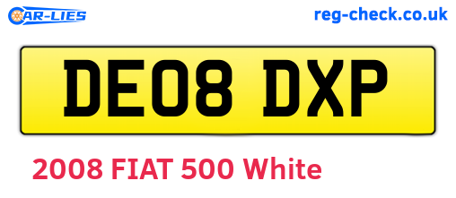 DE08DXP are the vehicle registration plates.