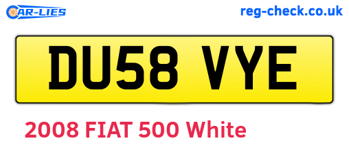 DU58VYE are the vehicle registration plates.