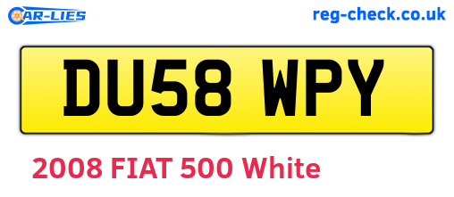 DU58WPY are the vehicle registration plates.