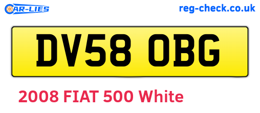 DV58OBG are the vehicle registration plates.