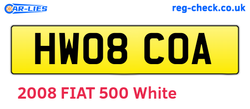 HW08COA are the vehicle registration plates.