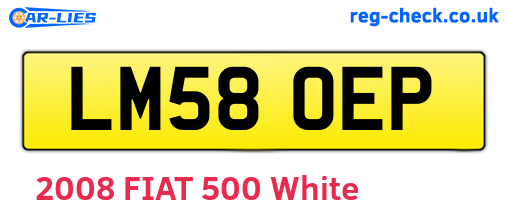 LM58OEP are the vehicle registration plates.