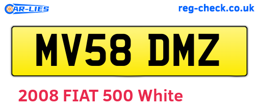 MV58DMZ are the vehicle registration plates.
