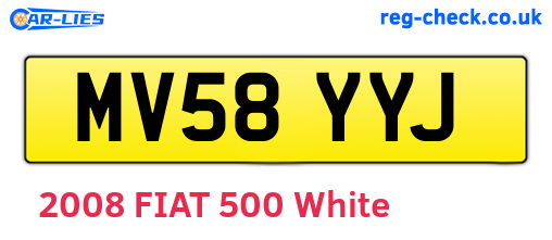 MV58YYJ are the vehicle registration plates.