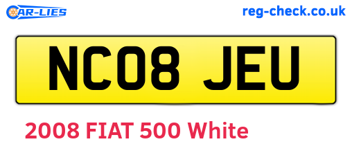 NC08JEU are the vehicle registration plates.