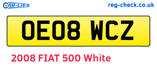 OE08WCZ are the vehicle registration plates.