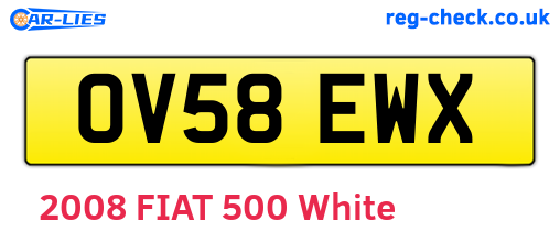 OV58EWX are the vehicle registration plates.