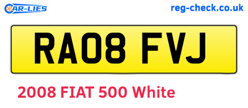 RA08FVJ are the vehicle registration plates.