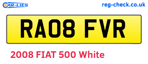 RA08FVR are the vehicle registration plates.