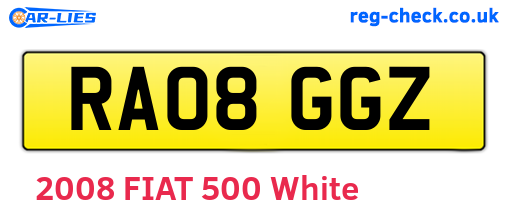 RA08GGZ are the vehicle registration plates.