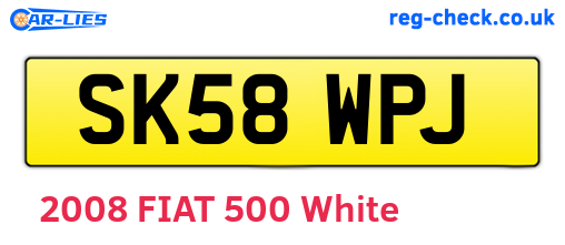 SK58WPJ are the vehicle registration plates.