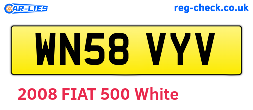 WN58VYV are the vehicle registration plates.