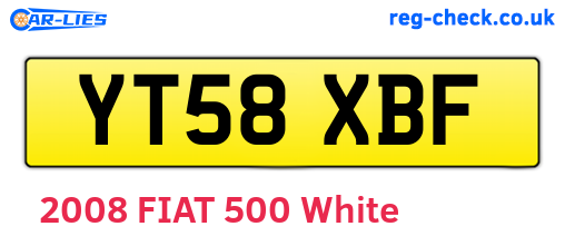 YT58XBF are the vehicle registration plates.