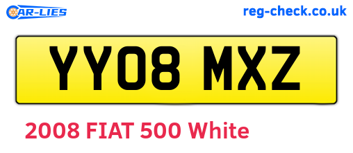 YY08MXZ are the vehicle registration plates.
