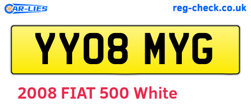 YY08MYG are the vehicle registration plates.