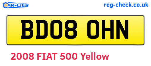 BD08OHN are the vehicle registration plates.