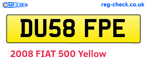 DU58FPE are the vehicle registration plates.