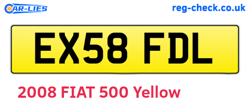 EX58FDL are the vehicle registration plates.