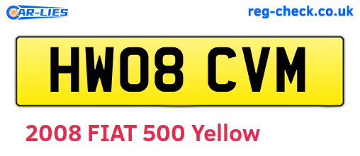 HW08CVM are the vehicle registration plates.