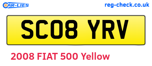 SC08YRV are the vehicle registration plates.