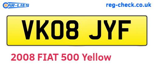 VK08JYF are the vehicle registration plates.