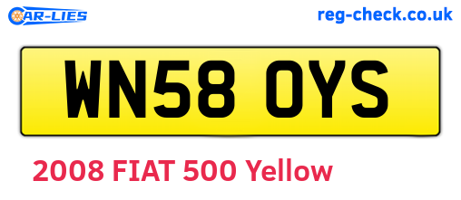 WN58OYS are the vehicle registration plates.