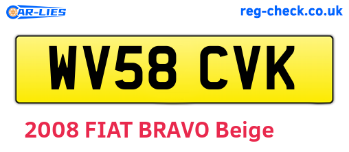 WV58CVK are the vehicle registration plates.
