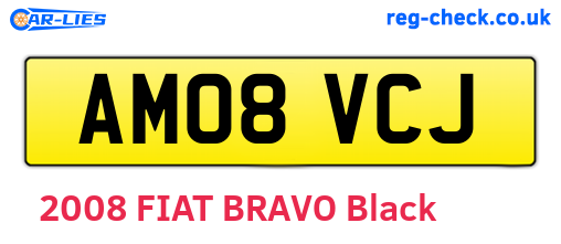 AM08VCJ are the vehicle registration plates.
