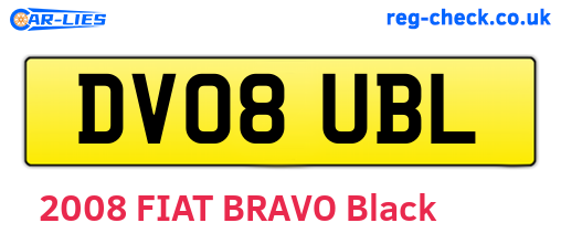 DV08UBL are the vehicle registration plates.