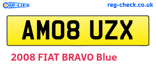 AM08UZX are the vehicle registration plates.