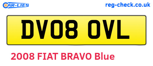 DV08OVL are the vehicle registration plates.