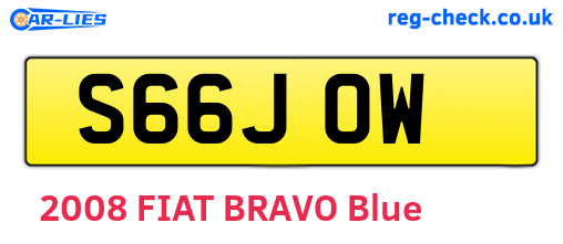 S66JOW are the vehicle registration plates.