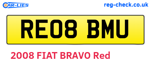 RE08BMU are the vehicle registration plates.