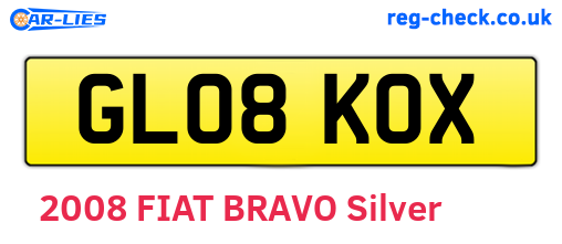 GL08KOX are the vehicle registration plates.